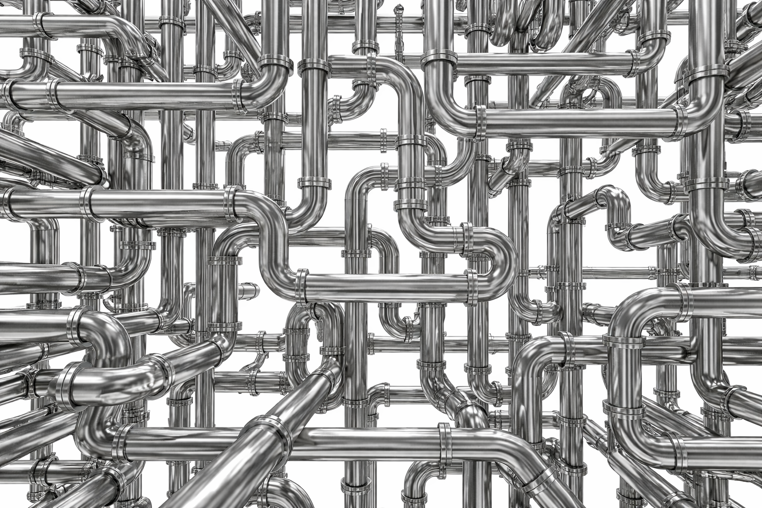 복잡한 가스 배관 네트워크